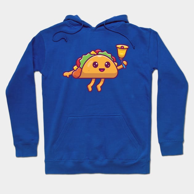 Cute Taco Holding Bell Cartoon Hoodie by Catalyst Labs